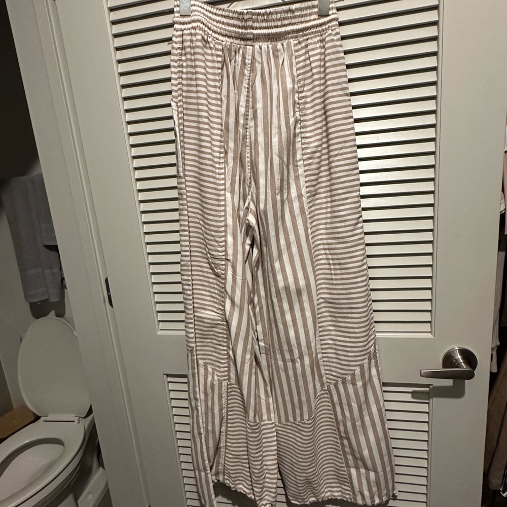 Striped Beige Women's Joggers - Picture 2 of 2
